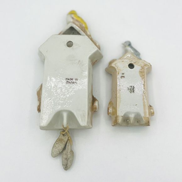 Set Of 2 Bird House Cuckoo Clock Wall Pocket Planters Made In Japan 6” & 4” - Picture 4 of 5